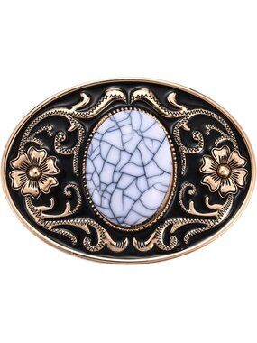 Unisex A Western Flower Engraved Turquoise Belt Buckle Gift